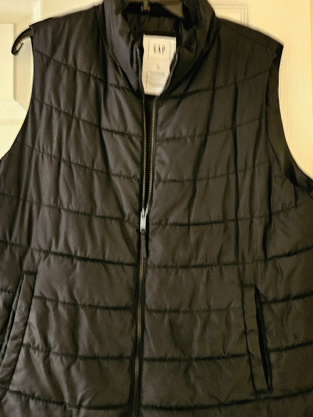 GAP Black Cold Control Moisture Resistant Quilted Puffer Vest Stand Collar XL